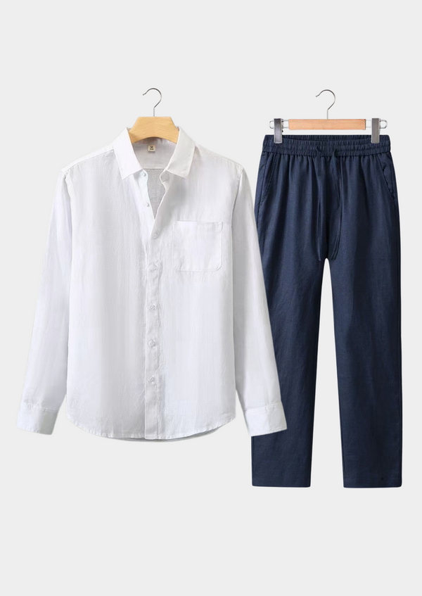 DOLCEVITA LONGSLEEVE SUMMER SET - WHITE/NAVY BLUE